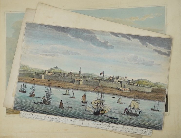 A collection of 19th century engravings and prints, Views of India to include: ‘View of Calcutta from the Garden Reach’, drawn and engraved by Thomas and William Daniell, published 1810 and ‘View of Esplanade Row from Ch